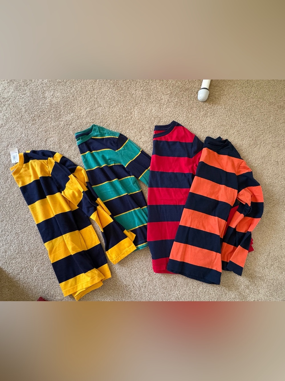 Old Navy Kids Long Sleeve Stripe Tops - Navy, Yellow, Green, Red, Orange
